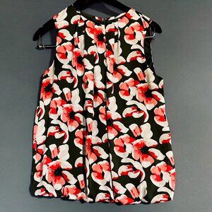Liz Claiborne Olive Pink Floral Sleeveless Blouse M